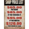 THA376 Shop Price List